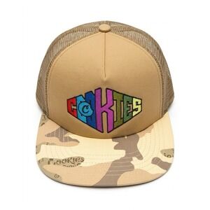 Cookies Trucker Hat Snapback Tan Desert Camo Brim Multi-color Logo OSFM